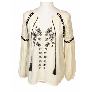 Anthropologie Calligraphie XS Color Your Feet Boho Peasant Top Blouse Floral H